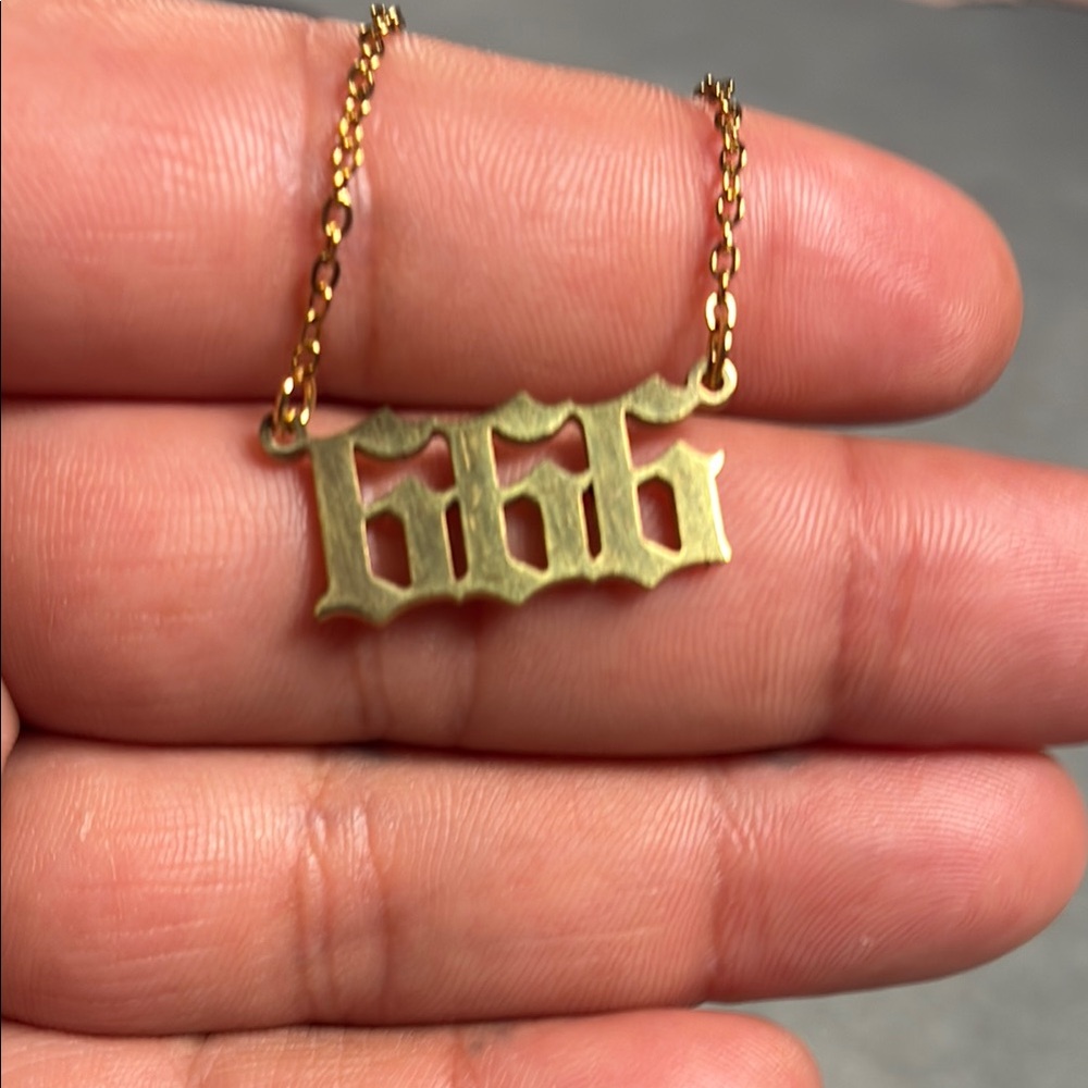 666 Gold Angel Number Pendant Necklace